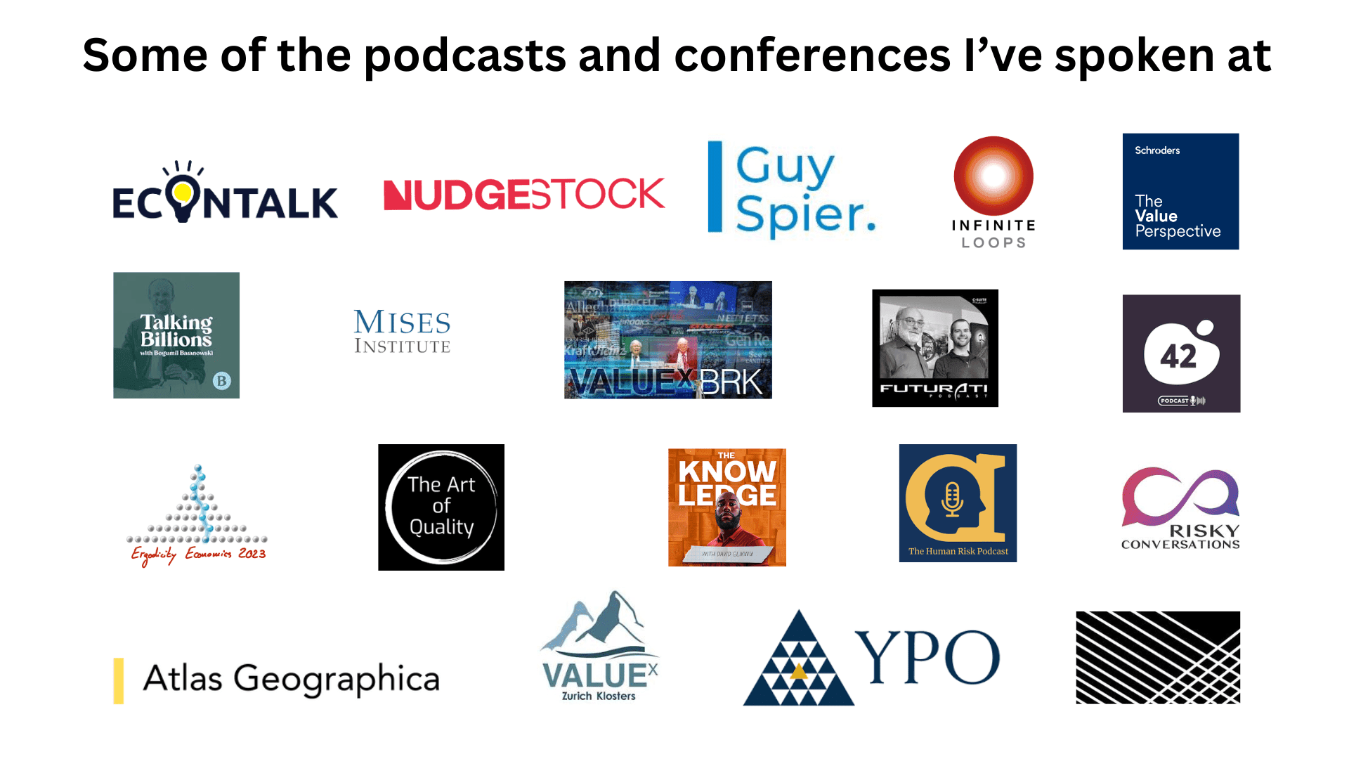 Some of the podcasts where Luca has spoken at